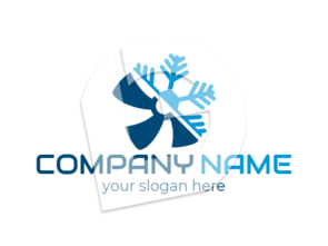 Circular blue fan and snowflake logo template for aircon services
