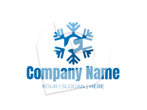 Snowflake and spanner aircon repair logo template. HVACR technician and servicing