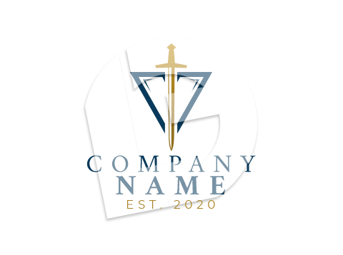 Golden sword and shield security and business consulting logo