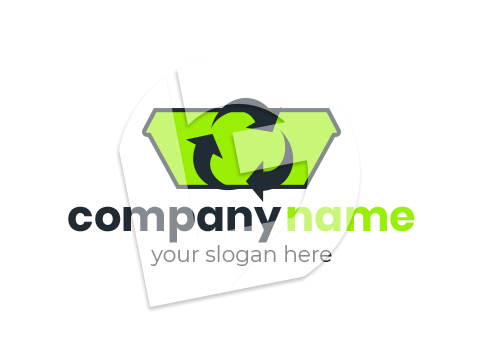Green eco waste bin and container logo