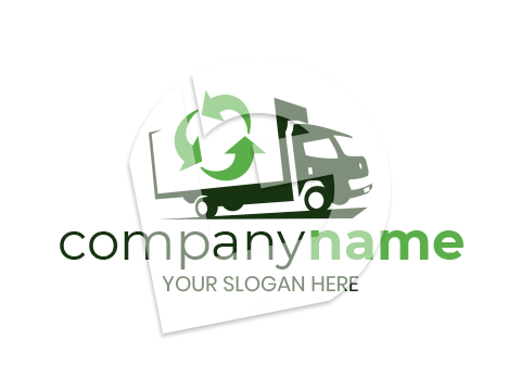 Waste removal and recycling services truck logo