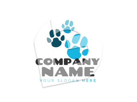 Blue dog paw prints logo
