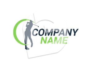 Golf player logo swinging golf club